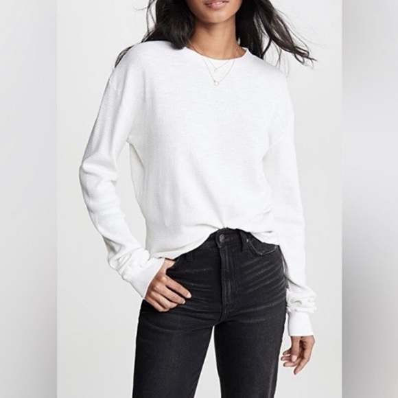 Re/Done Sweaters - ✂️ SPRING SWEEP SALE RE/DONE Vintage White Waffle Knit Thermal Long Sleeve Top